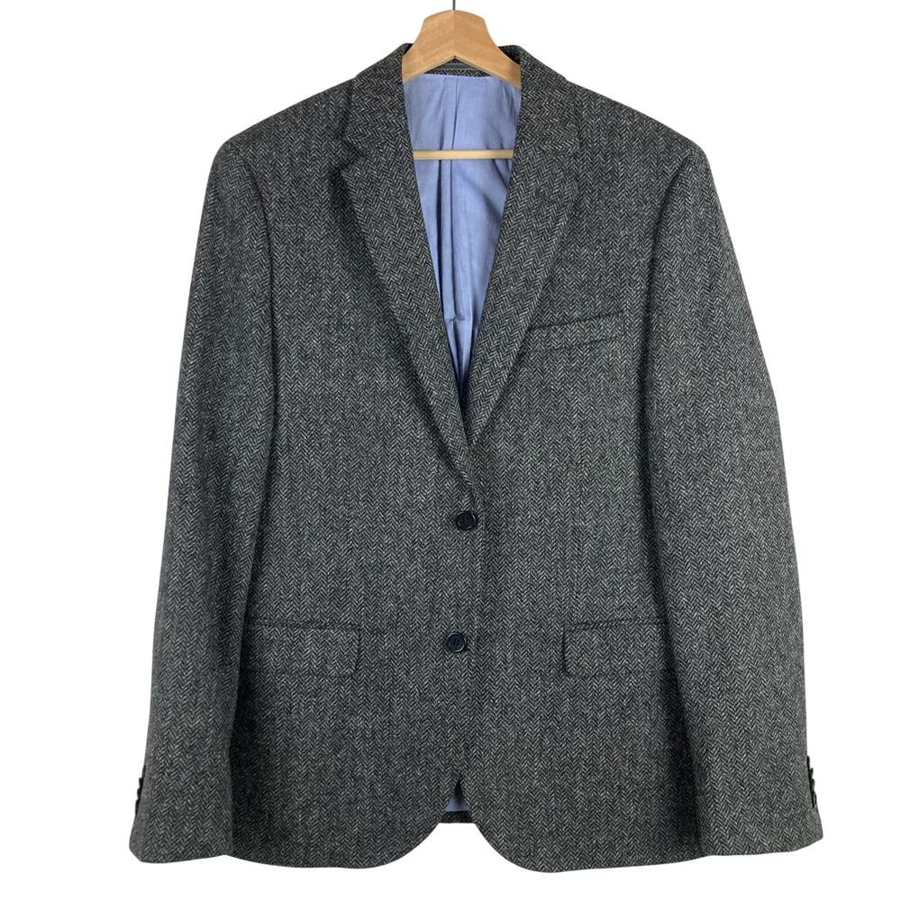 Moon Tweed Herringbone Elbow Patches Sport Coat Blazer Jacket J.Crew? Fits 40